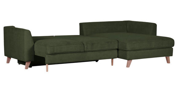 ECKSOFA Grün Cord  - Buchefarben/Grün, Design, Holz/Textil (271/165cm) - Carryhome