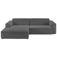 ECKSOFA in Feincord Anthrazit  168/276 cm  - Anthrazit/Schwarz, KONVENTIONELL, Kunststoff/Textil (168/276cm) - Hom`in