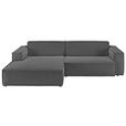 ECKSOFA in Feincord Anthrazit  168/276 cm  - Anthrazit/Schwarz, KONVENTIONELL, Kunststoff/Textil (168/276cm) - Hom`in