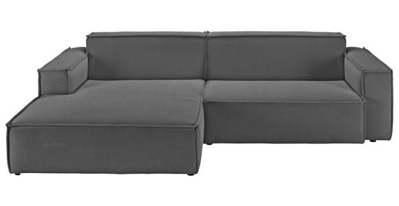 ECKSOFA in Feincord Anthrazit  168/276 cm  - Anthrazit/Schwarz, KONVENTIONELL, Kunststoff/Textil (168/276cm) - Hom`in
