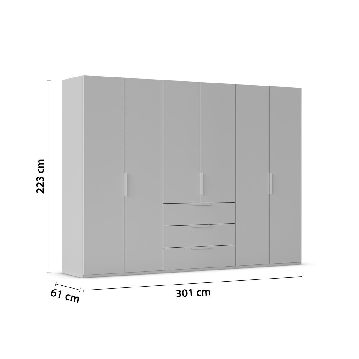 DREHTÜRENSCHRANK 301/223/61 cm,  in Graphitfarben, 6-türig  - Graphitfarben, Basics, Holzwerkstoff/Metall (301/223/61cm) - Novel