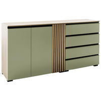 SIDEBOARD  187/92/45 cm 4 Schublade(n)  - Schilfgrün/Wildeiche, Design, Holz/Holzwerkstoff (187/92/45cm) - Moderano
