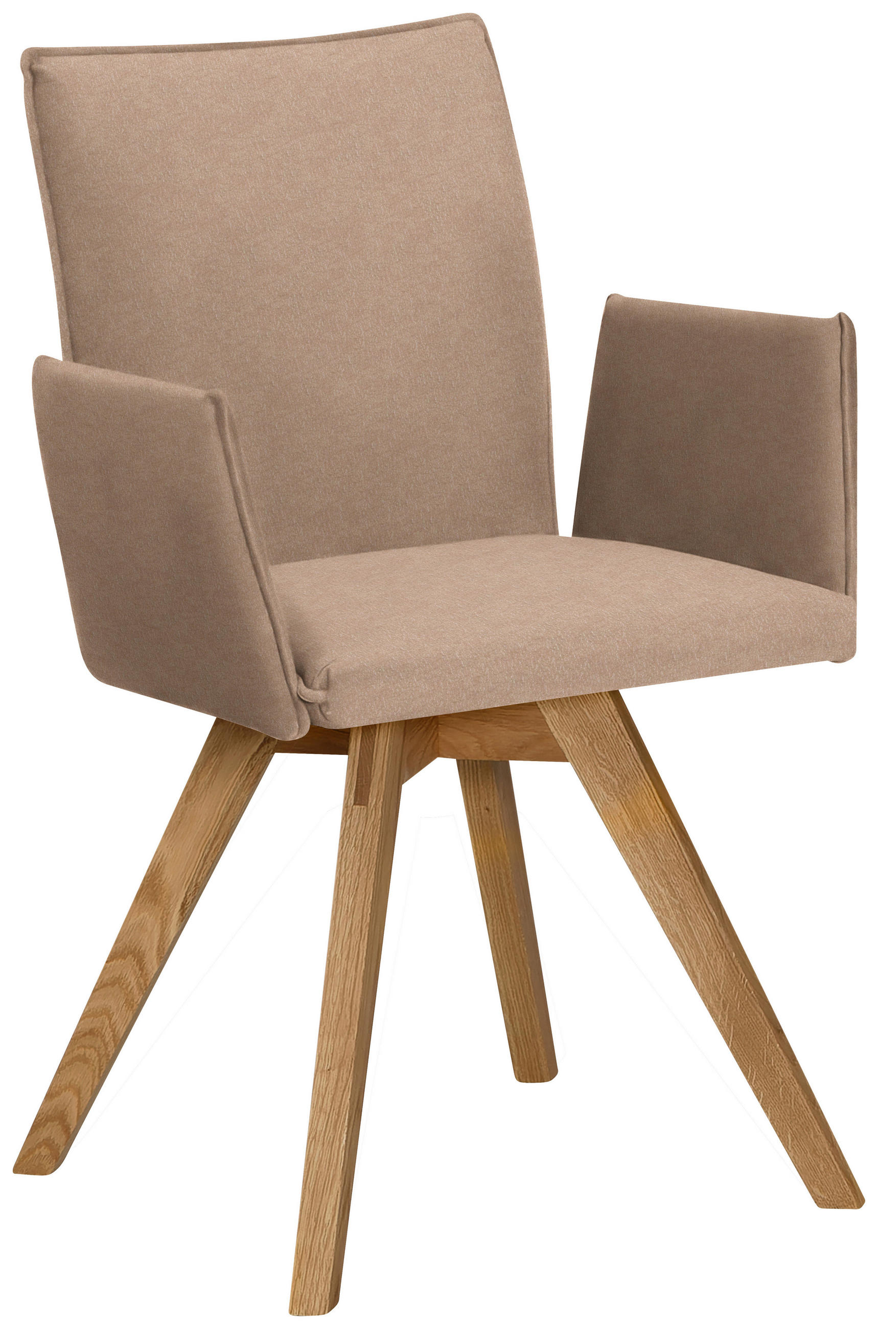 ARMLEHNSTUHL  in Lederlook  - Eichefarben/Beige, KONVENTIONELL, Holz/Textil (60/91/61cm) - Moderano