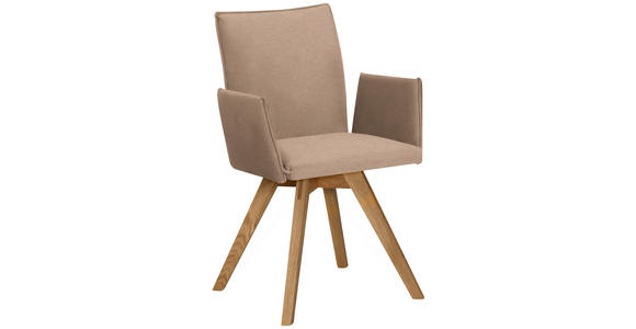 ARMLEHNSTUHL  Stoffauswahl, Typenauswahl Lederlook  - Eichefarben/Beige, KONVENTIONELL, Holz/Textil (60/91/61cm) - Moderano