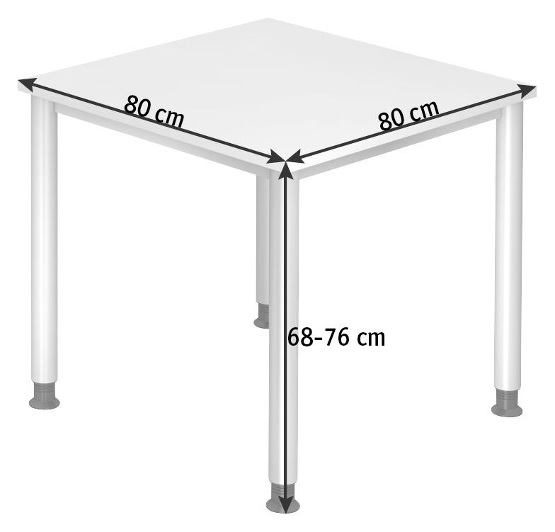 SCHREIBTISCH 80/80/68-76 cm  in Grau, Silberfarben  - Silberfarben/Grau, KONVENTIONELL, Holzwerkstoff/Metall (80/80/68-76cm) - Venda