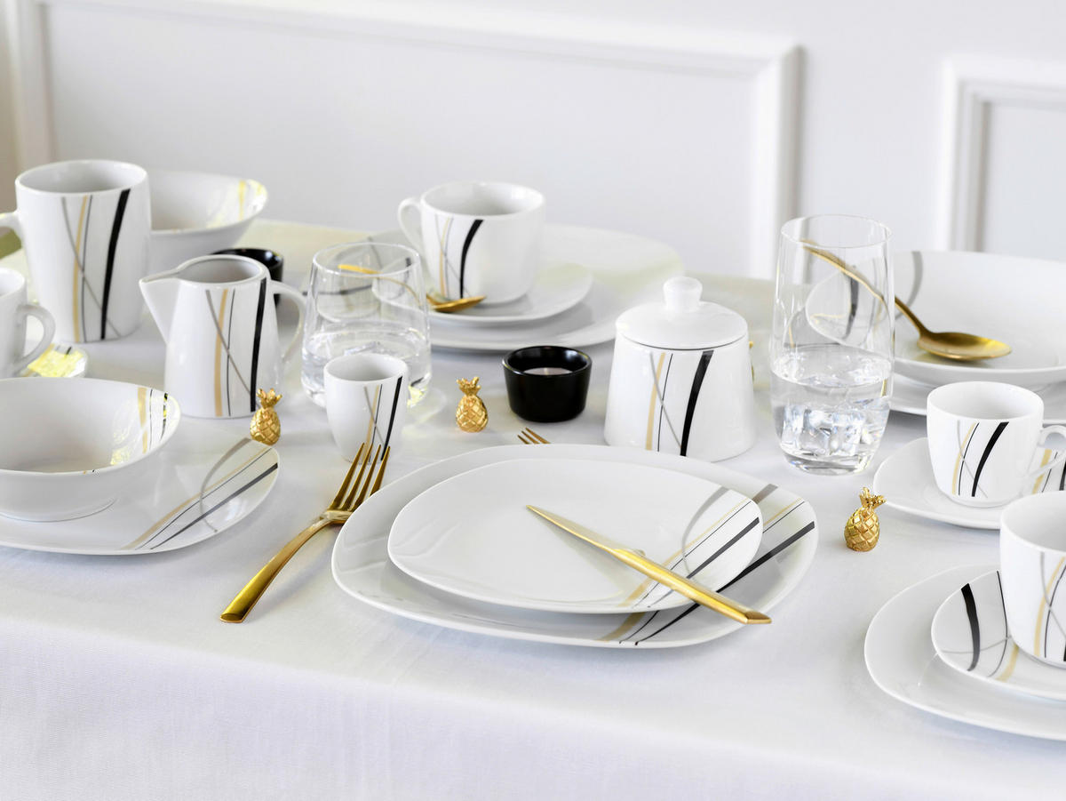 KOMPLETT SERVIS Square - City Line 62 delar  - vit, Trend, keramik - Creatable