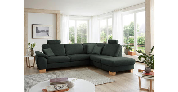 ECKSOFA in Mikrofaser Dunkelgrau  - Wildeiche/Dunkelgrau, Natur, Holz/Textil (286/236cm) - Voleo