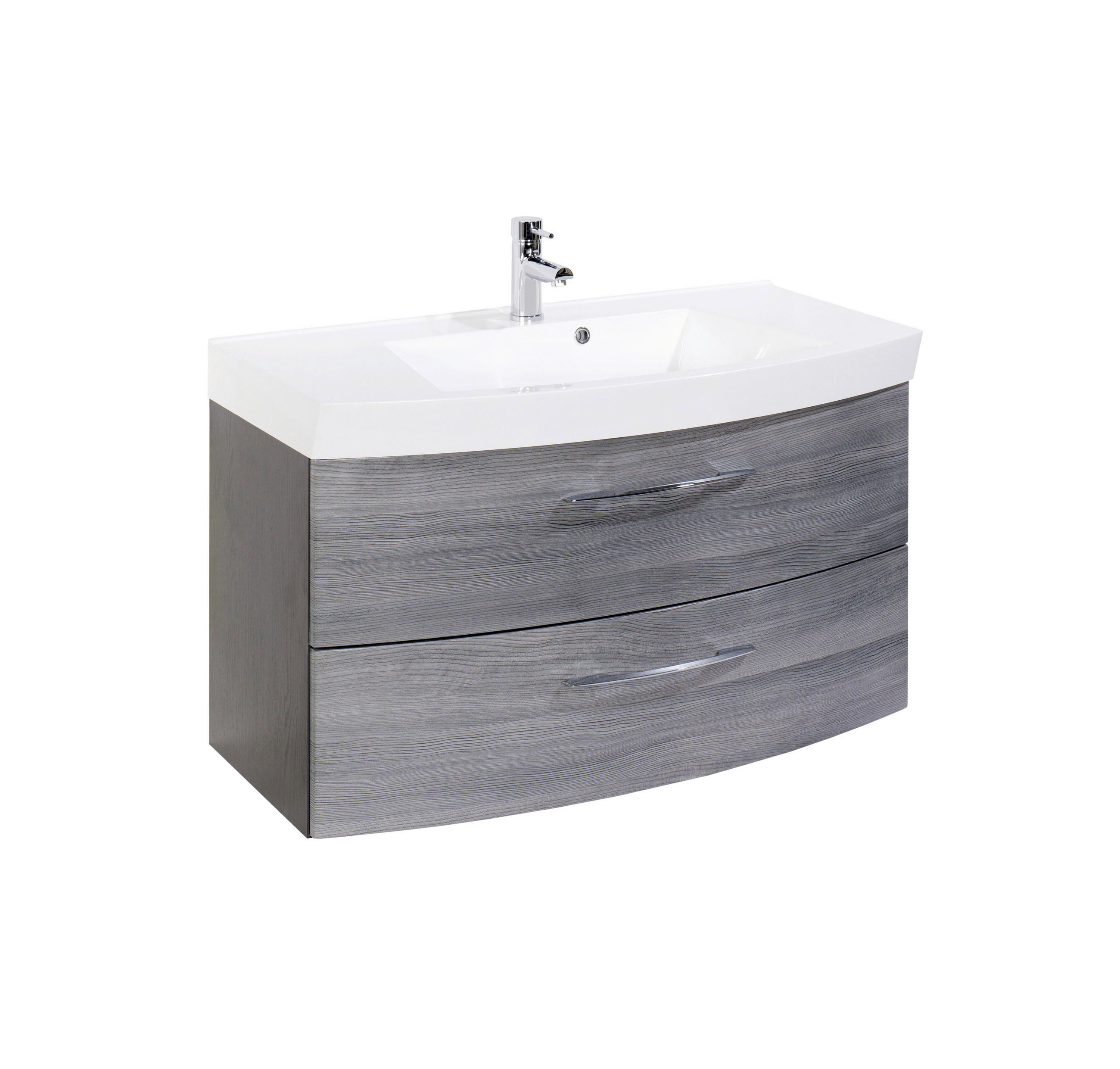 WASCHTISCHKOMBI 100 cm  - Chromfarben/Eichefarben, KONVENTIONELL, Holzwerkstoff/Metall (100cm) - Xora