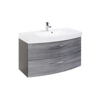 WASCHTISCHKOMBI 100 cm  - Chromfarben/Eichefarben, KONVENTIONELL, Holzwerkstoff/Metall (100cm) - Xora