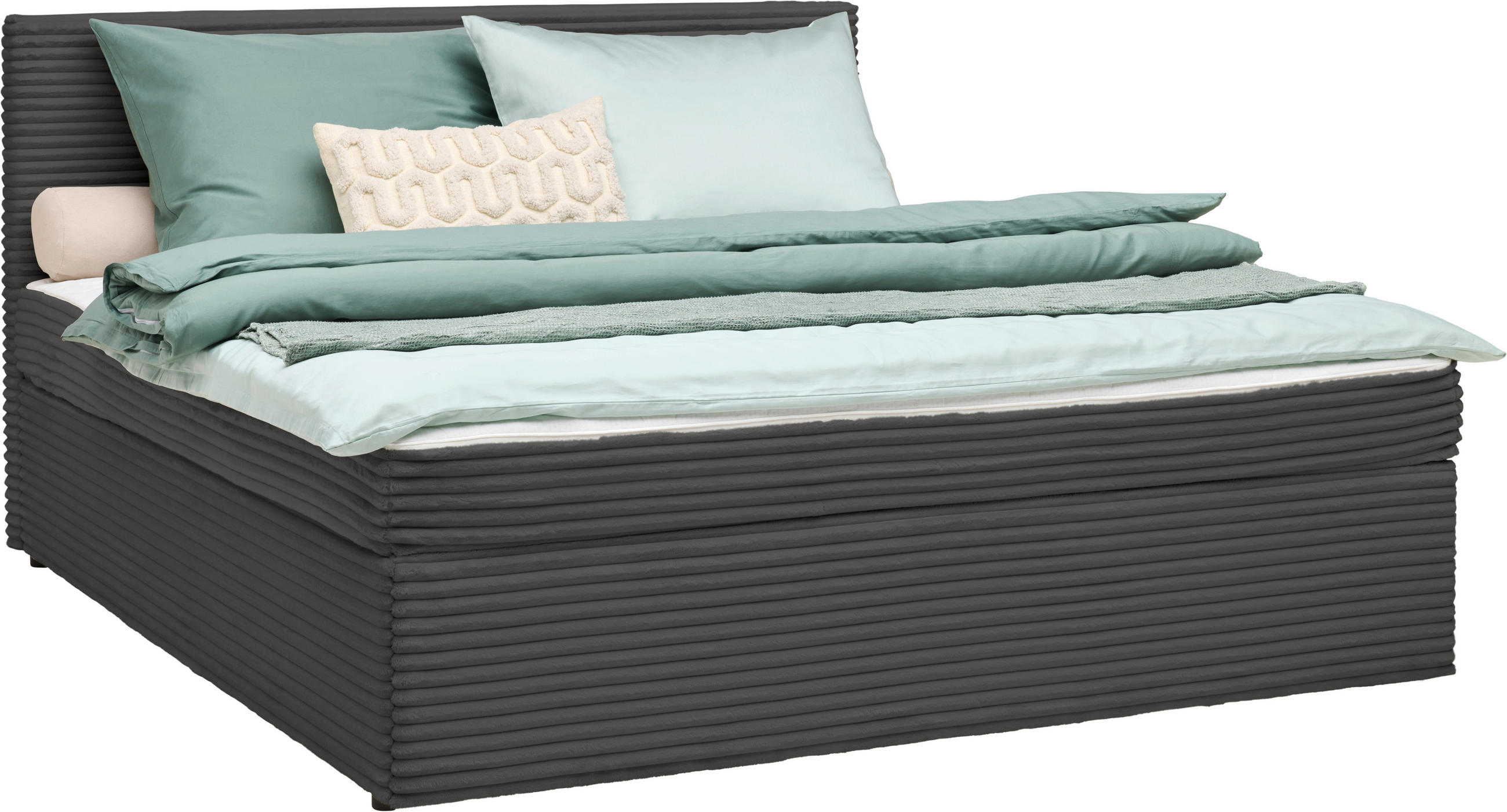 BOXBETT 200/200 cm,  in Grau,  - Grau, MODERN, Holz/Textil (200/200cm) - MID.YOU