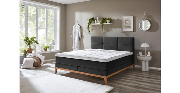 BOXSPRINGBETT 180/200 cm  in Anthrazit  - Eichefarben/Anthrazit, KONVENTIONELL, Holz/Textil (180/200cm) - Carryhome