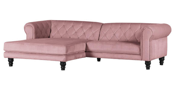 ECKSOFA Rosa Plüsch  - Dunkelbraun/Rosa, Design, Holz/Textil (160/260cm) - Carryhome