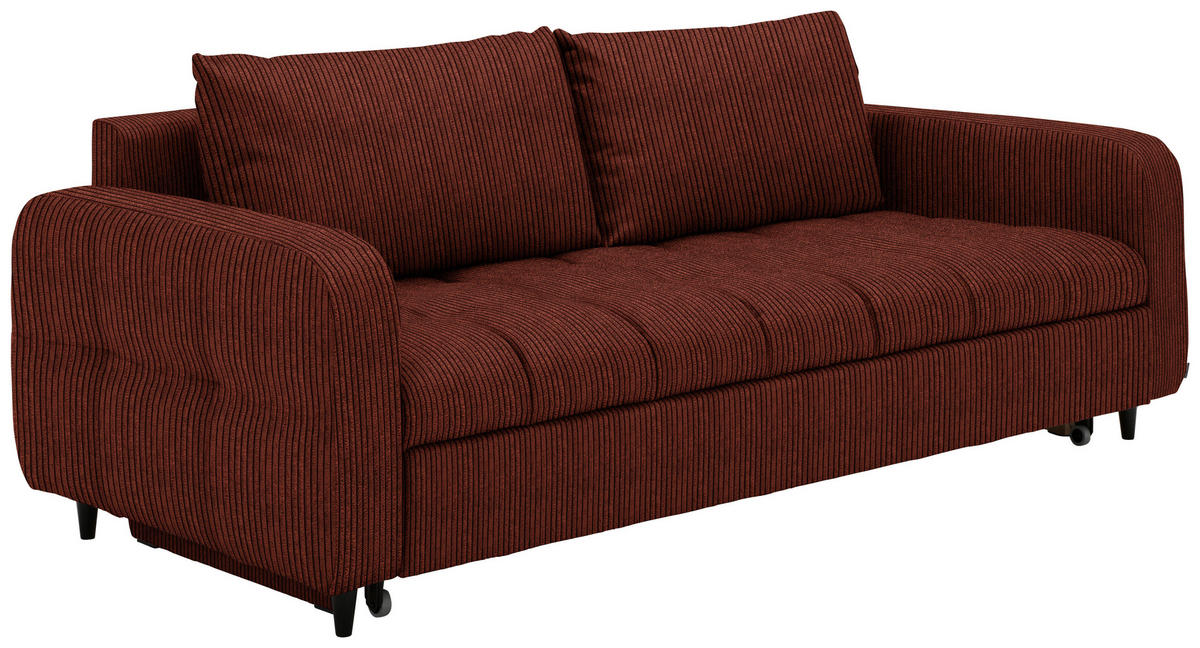 SCHLAFSOFA Cord, Velours Kupferfarben Stoffauswahl, Bettfunktion erhältlich, Rücken echt, Armteil links, Armteil rechts  - Schwarz/Kupferfarben, Design, Holz/Textil (236/88/101cm) - Lomoco