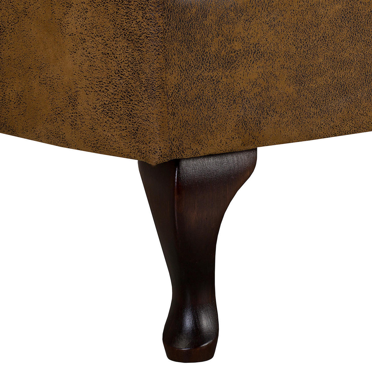 RÉCAMIERE Lederlook Cognac  - Cognac/Braun, Design, Holz/Textil (185/93/75cm) - Livetastic