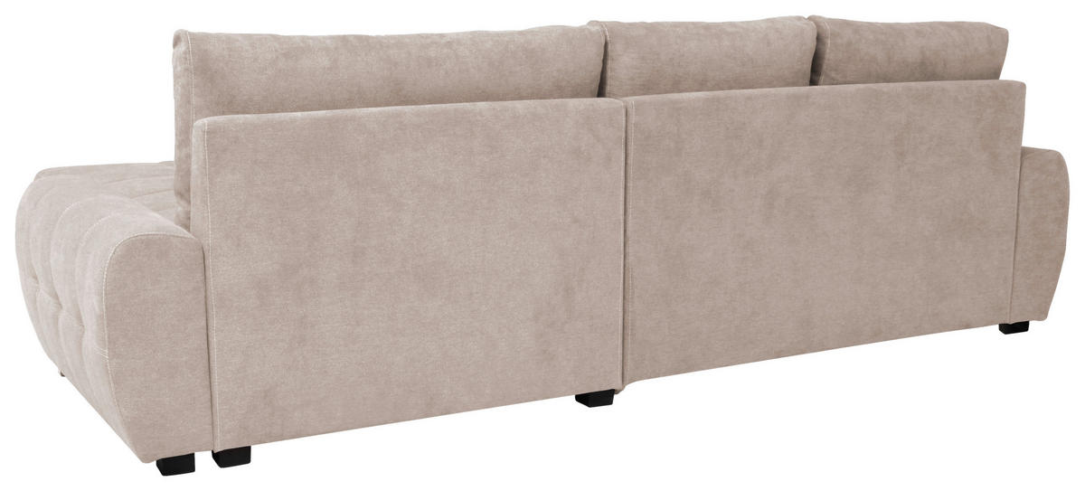 ECKSCHLAFSOFA Velours Beige  inkl. Bettkasten, Schlaffunktion  - Chromfarben/Beige, Design, Kunststoff/Textil (277/175cm) - Livetastic