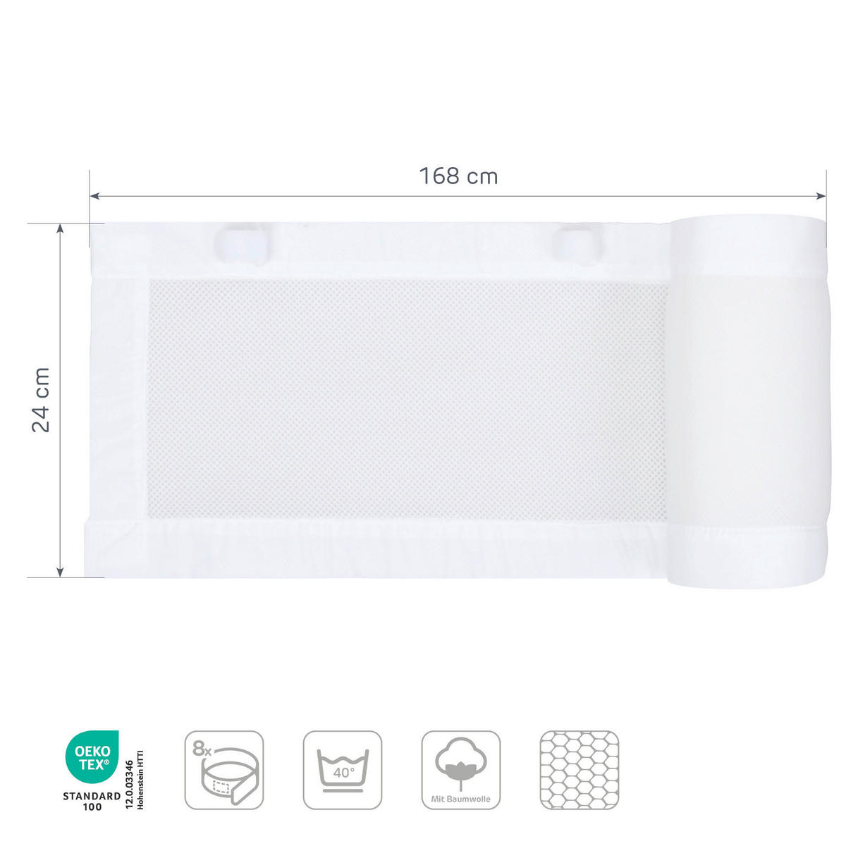 NESTCHEN babybay Nestchen 3D Mesh  - Weiß, Basics, Naturmaterialien (168/24/2cm) - Tobi