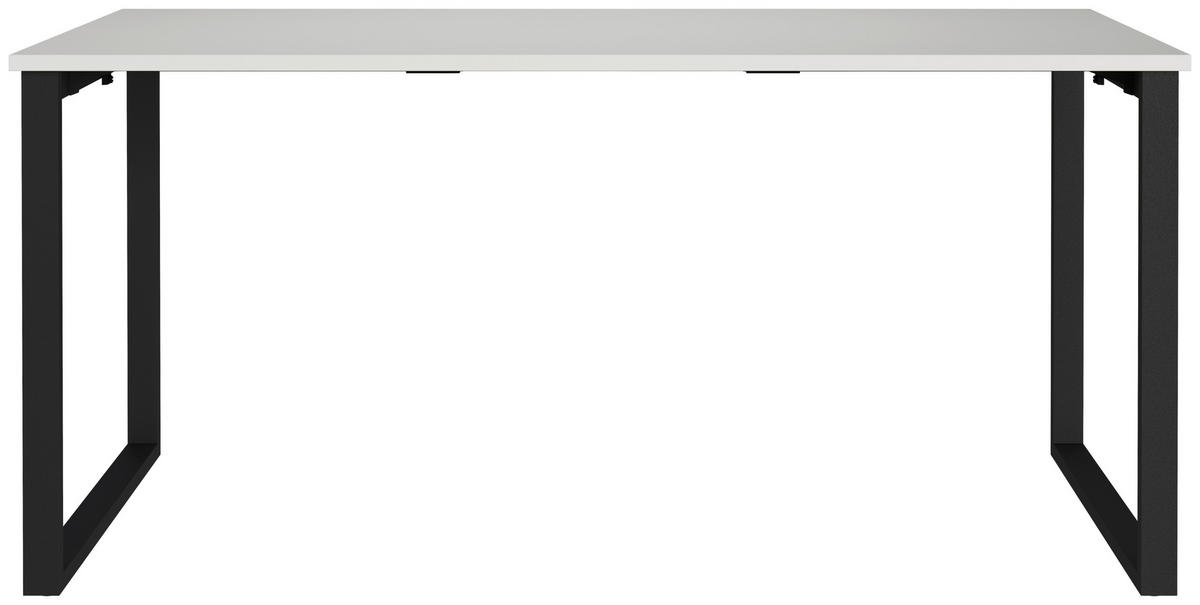 SCHREIBTISCH 160/80/75 cm Schwarz, Hellgrau in verschiedenen Holz-Dekoren erhältlich, justierbare Füße  - Hellgrau/Schwarz, MODERN, Holzwerkstoff/Metall (160/80/75cm) - Novel