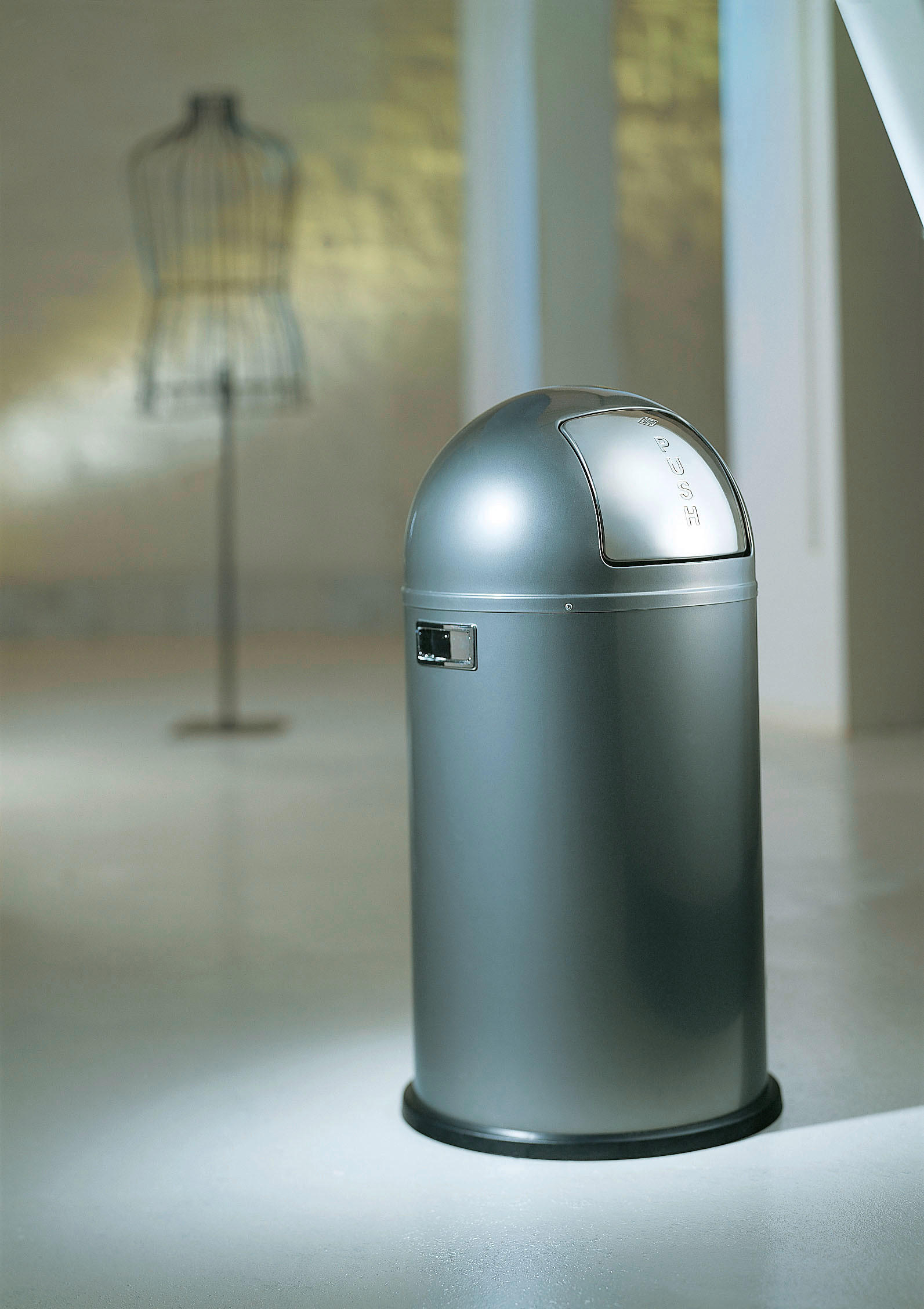 ABFALLSAMMLER PUSHBOY 50 L  - Edelstahlfarben/Graphitfarben, Kunststoff/Metall (40/75,5cm) - Wesco