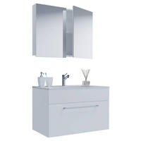 BADEZIMMER 3-teilig  in 60 cm  - Alufarben/Weiß, MODERN, Keramik/Holzwerkstoff (60cm) - MID.YOU
