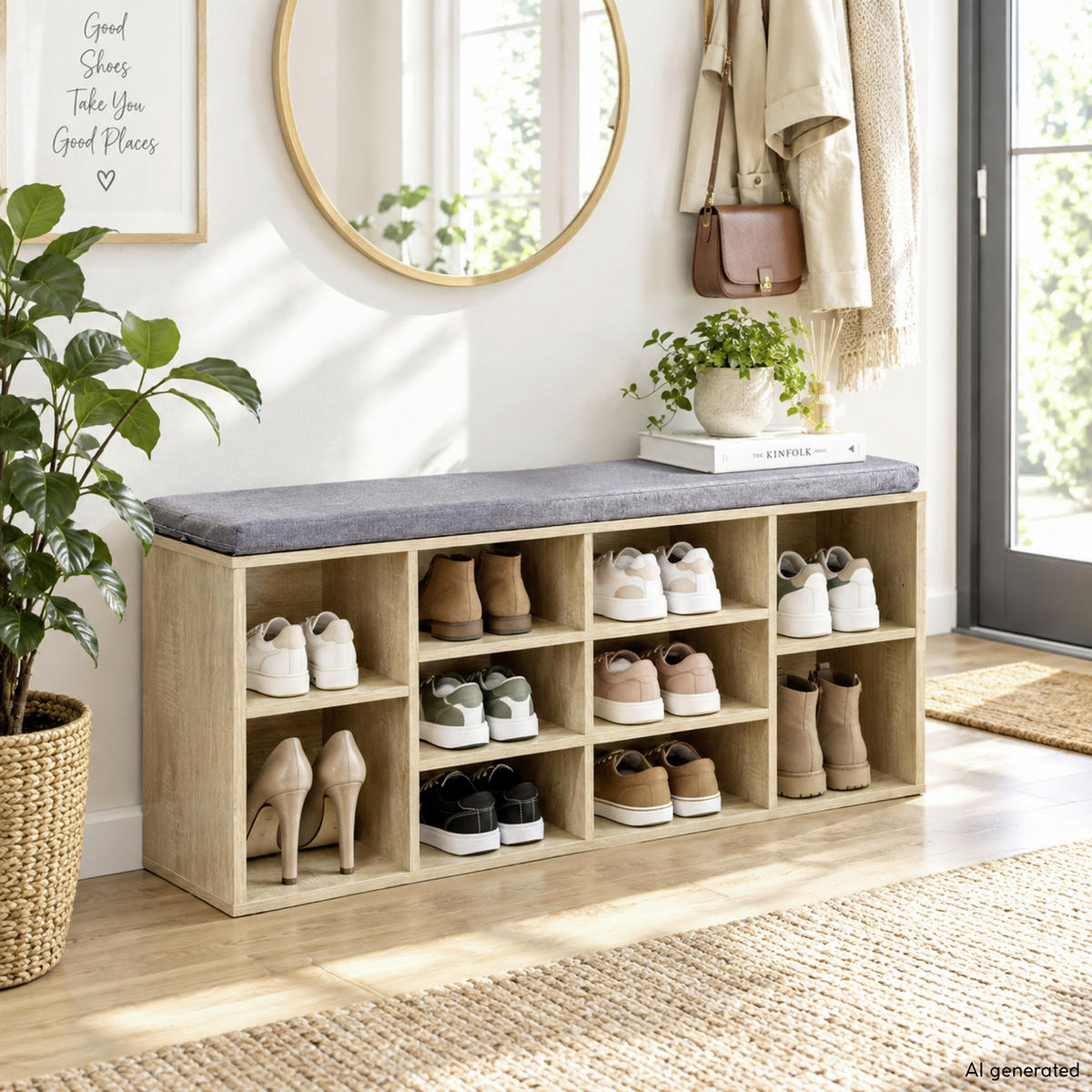 SCHUHBANK Sonoma Eiche  - Sonoma Eiche, MODERN (103,5/48/29,5cm) - Kesper