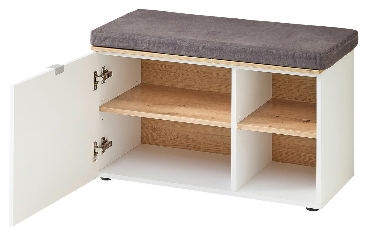ŠATNÍ LAVICE, 78/50/38 cm - šedá/bílá, Design, kov/kompozitní dřevo (78/50/38cm) - Xora