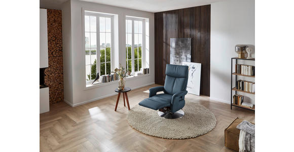 RELAXSESSEL in Leder Blau - Blau/Edelstahlfarben, Design, Leder/Metall (78/112/85cm) - Cantus