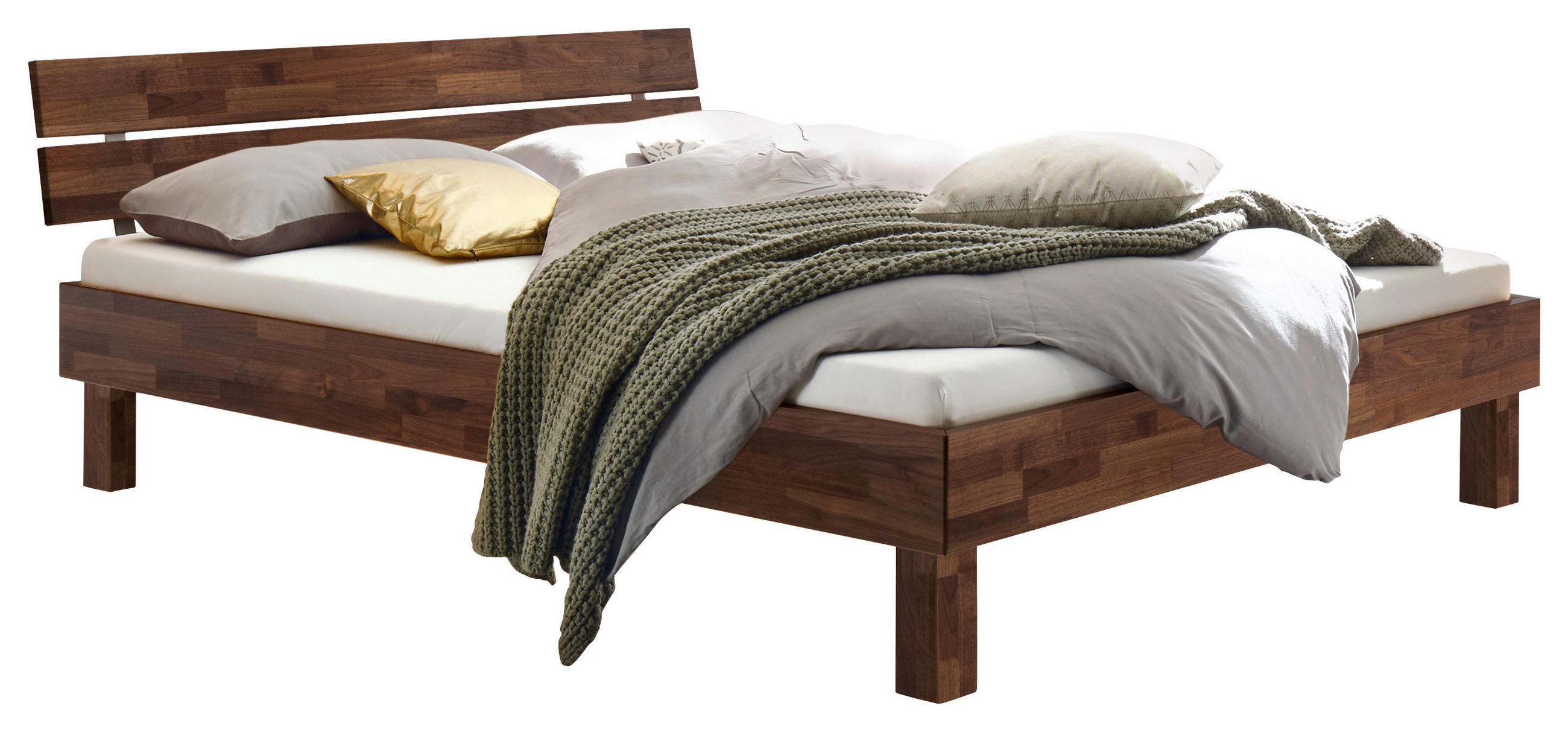 BETT 90/200 cm  in Nussbaumfarben  - Nussbaumfarben, Natur, Holz (90/200cm) - Hasena