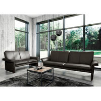 2,5-SITZER Dunkelbraun Echtleder  - Dunkelbraun/Silberfarben, Design, Leder/Metall (197/90/88cm) - Livetastic