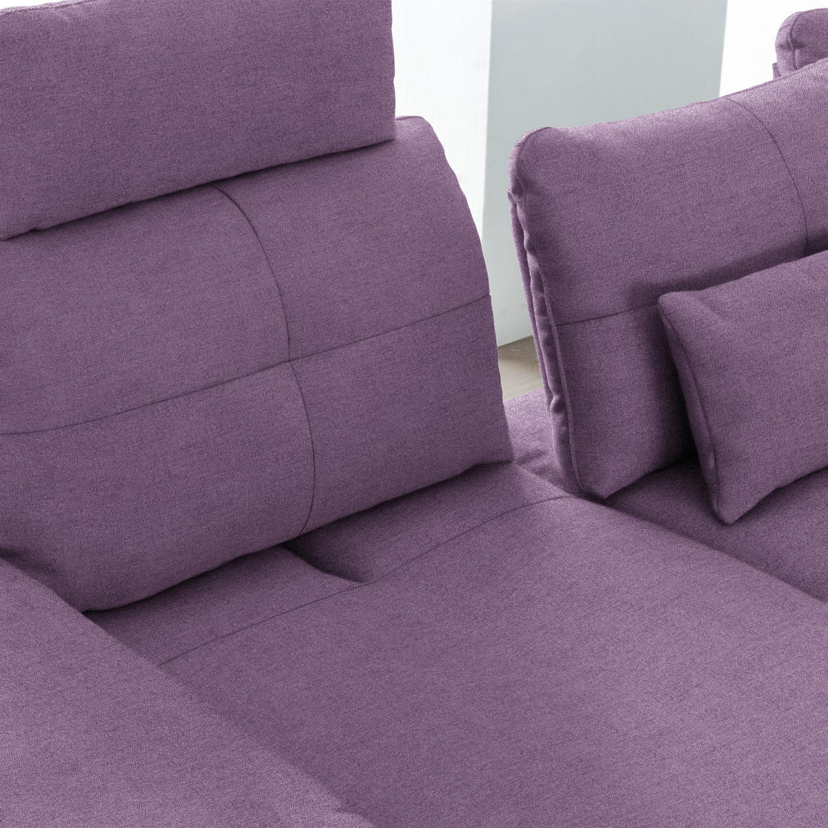 ECKSOFA in Flachgewebe Lila  - Lila/Schwarz, Design, Textil/Metall (344/271cm) - Chilliano