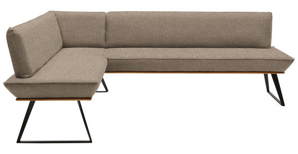 ECKBANK 163/223 cm Webstoff Schwarz, Eichefarben, Greige Eiche massiv Metall   - Greige/Eichefarben, Design, Holz/Textil (163/223cm) - Voleo