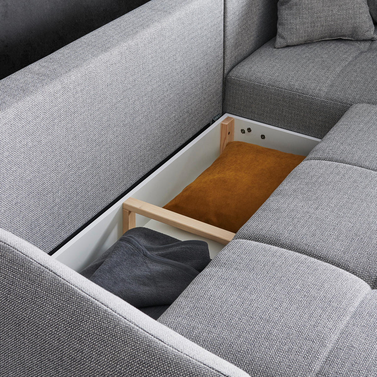 ECKSOFA Dunkelgrau Samt  - Dunkelgrau/Schwarz, LIFESTYLE, Textil/Metall (250/191cm) - Carryhome
