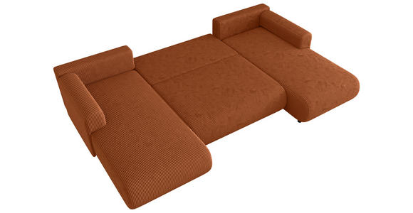 Wohnlandschaft inkl. Funktion Terracotta Cord  - Terracotta/Schwarz, KONVENTIONELL, Textil (200/360/200cm) - Xora