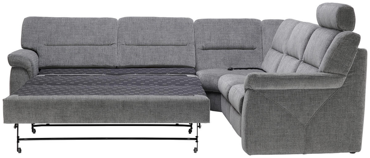 ECKSOFA in Chenille Grau  - Schwarz/Grau, Konventionell, Kunststoff/Textil (282/252cm) - Himolla