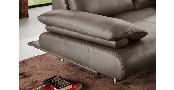 ECKSOFA in Echtleder Grau  - Schwarz/Grau, Design, Leder/Metall (231/305cm) - Dieter Knoll