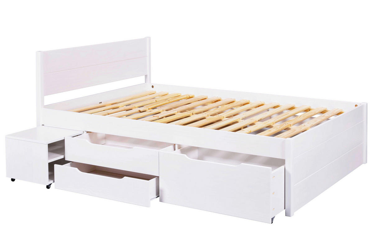 KREVET S PROSTOR. ZA ODLAGANJ   140/200 cm   bijela  - bijela/prirodne boje, Konvencionalno, drvo (140/200cm)