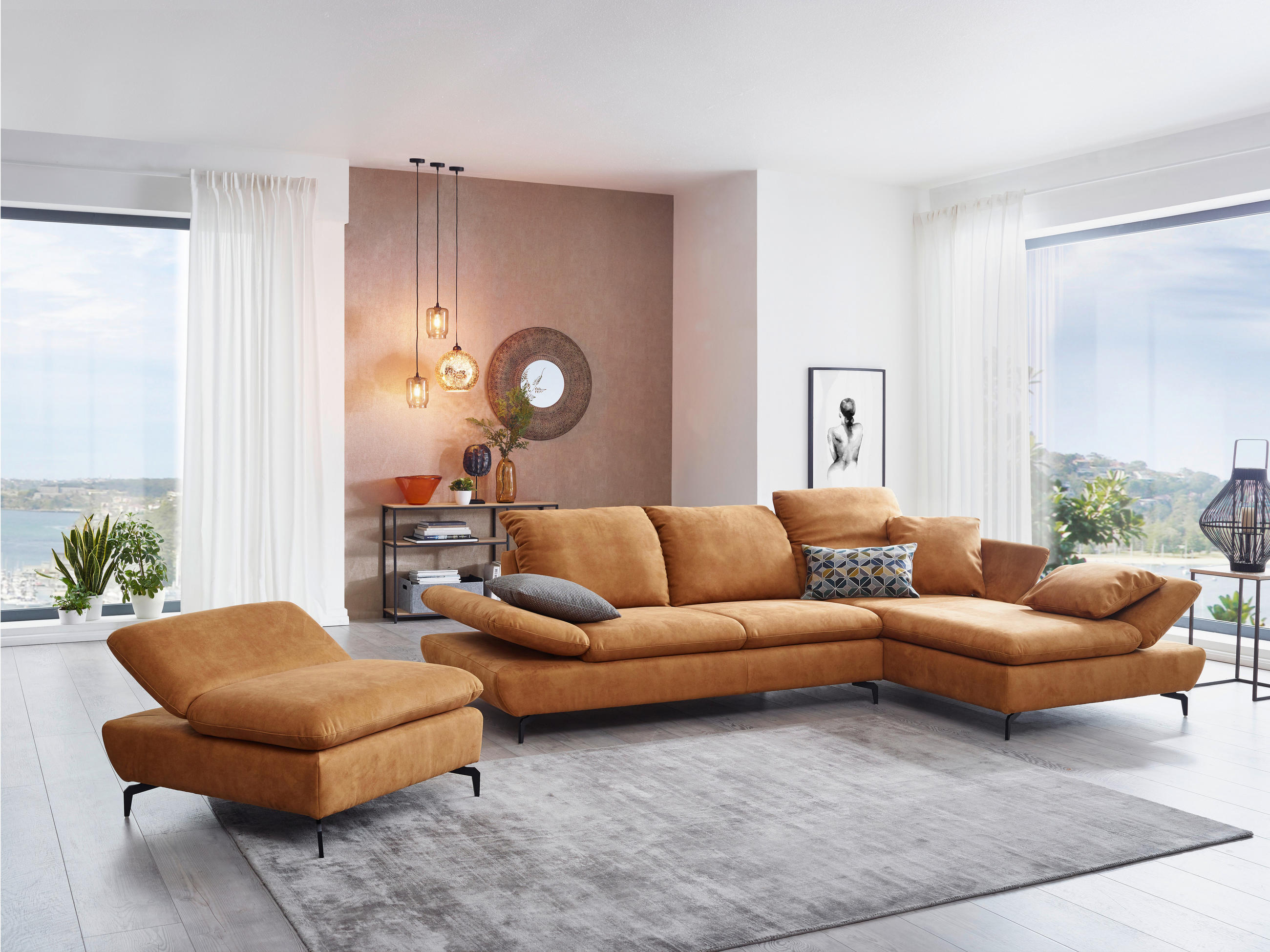 Thumbnail - Chilliano Ecksofa, Bronze, Textil, 3-Sitzer, Ottomane links, L-Form, 315x200 cm, Emas, Dgm, Goldenes M, Typenauswahl, Fu...