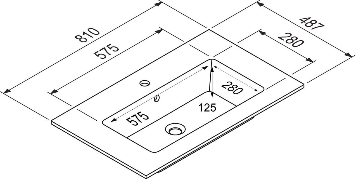 BADEZIMMER 5-teilig  in 141 cm  - Schieferfarben/Edelstahlfarben, MODERN, Holzwerkstoff/Stein (141cm) - Nobilia