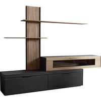 WOHNWAND YORIS  in Anthrazit, Eichefarben  300/205/49 cm  - Eichefarben/Anthrazit, KONVENTIONELL, Glas/Holz (300/205/49cm) - Schöner Wohnen