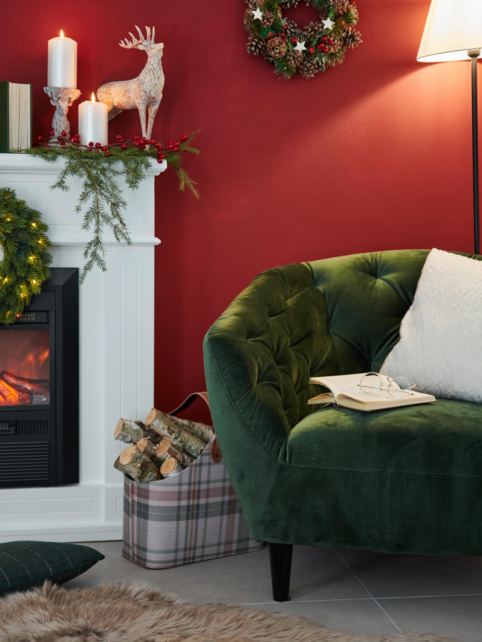 CHESTERFIELD-SESSEL Samt Dunkelgrün    - Dunkelgrün/Schwarz, Trend, Holz/Textil (97/79/83cm) - Ambia Home