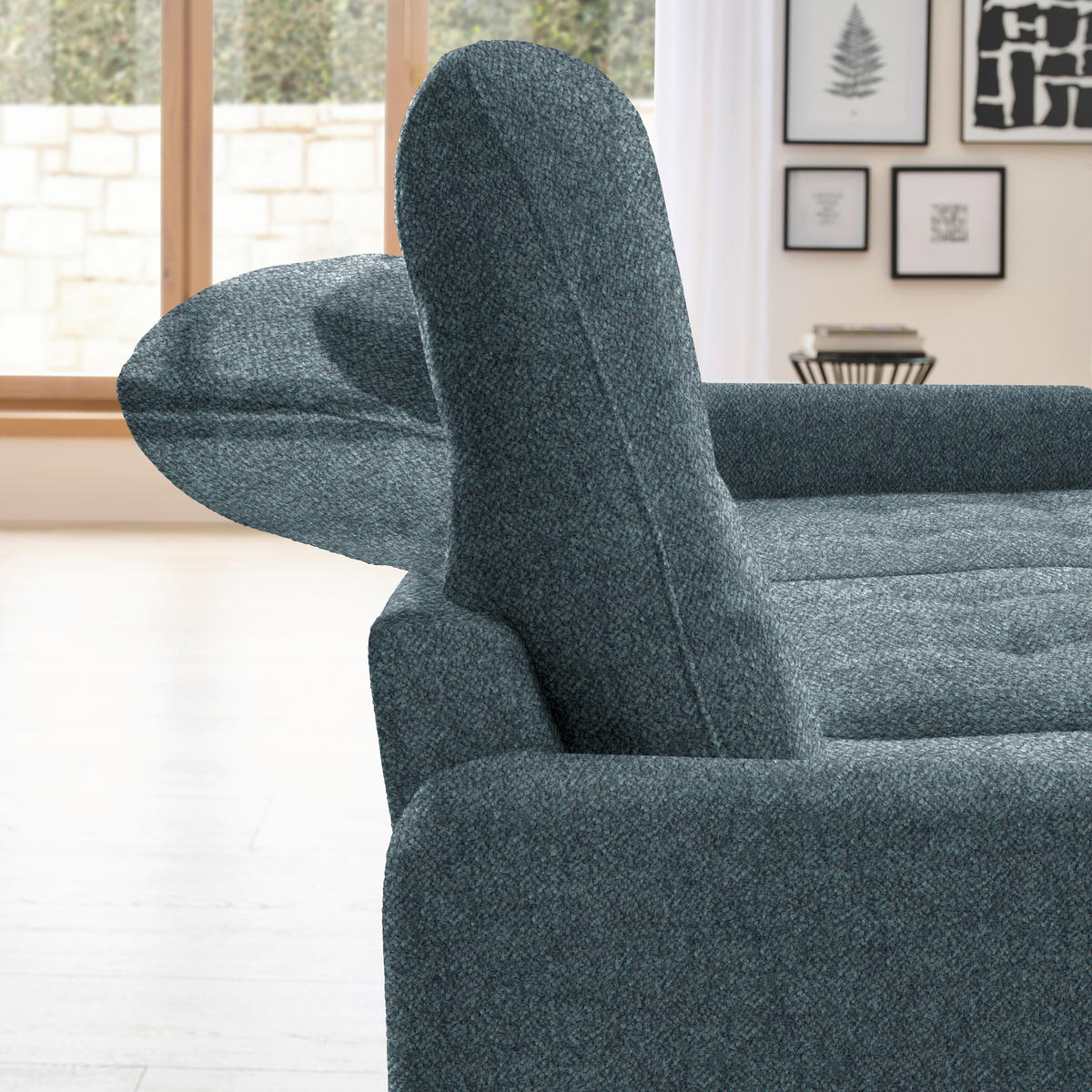 ECKSOFA Blau Flachgewebe  - Blau/Schwarz, KONVENTIONELL, Textil/Metall (254/190cm) - Livetastic