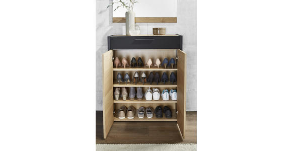 SCHUHSCHRANK 86/103/37 cm - Eichefarben/Schwarz, Design, Holz/Metall (86/103/37cm) - Dieter Knoll