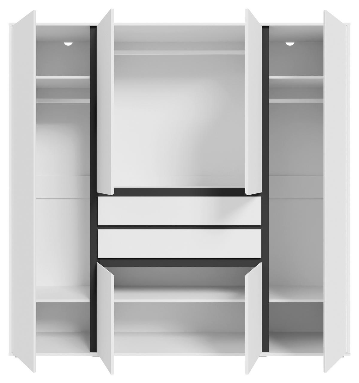 DREHTÜRENSCHRANK  in Weiß  - Weiß, MODERN, Holzwerkstoff (197/194/56cm) - MID.YOU