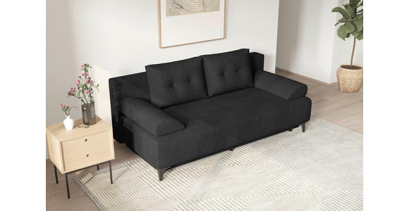 SCHLAFSOFA  in Velours Anthrazit  - Anthrazit/Schwarz, KONVENTIONELL, Textil/Metall (200/98/90cm) - Carryhome