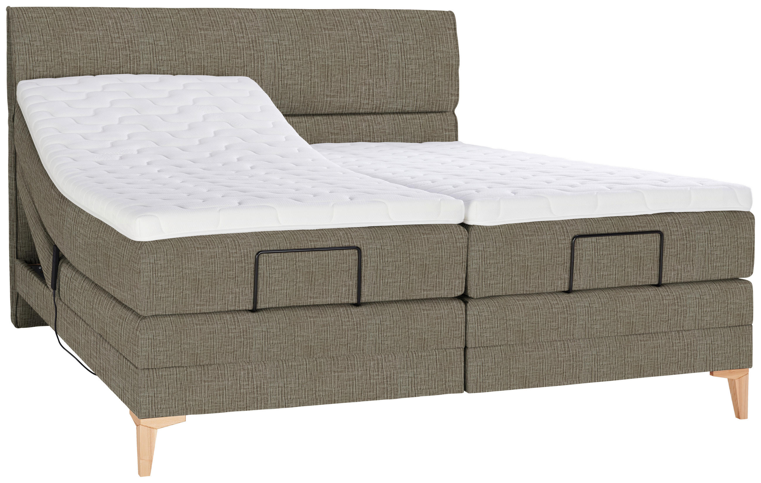 BOXSPRINGBETT 180/200 cm  in Hellbraun  - Hellbraun/Eichefarben, Konventionell, Holz/Textil (180/200cm) - Voleo