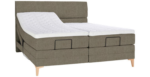 BOXSPRINGBETT 180/200 cm in Hellbraun - Hellbraun/Eichefarben, KONVENTIONELL, Holz/Textil (180/200cm) - Voleo
