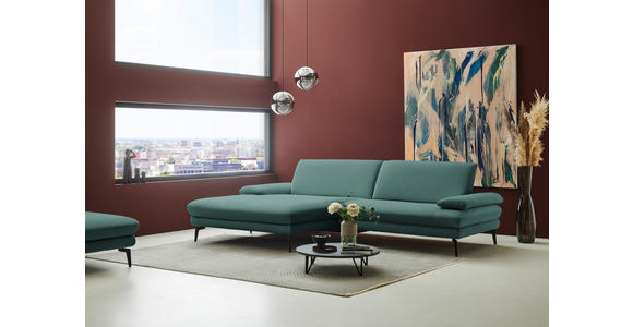 ECKSOFA  in Chenille, Flachgewebe Opal  180/284 cm  - Opal/Schwarz, Design, Textil/Metall (180/284cm) - Dieter Knoll
