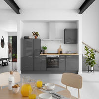 KÜCHENBLOCK Flash 270 cm  in Eichefarben, Schieferfarben  - Schieferfarben/Edelstahlfarben, MODERN, Holzwerkstoff/Metall (270cm) - Nobilia