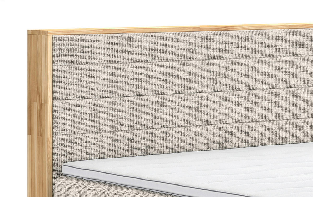 BOXSPRINGBETT 160/200 cm,  in Eichefarben, Sandfarben, Matratze, gepolstertes Kopfteil, Bettkasten, Topper, H2 + H3 = mittel + fest  - Sandfarben/Eichefarben, MODERN, Holz/Kunststoff (160/200cm) - Livetastic
