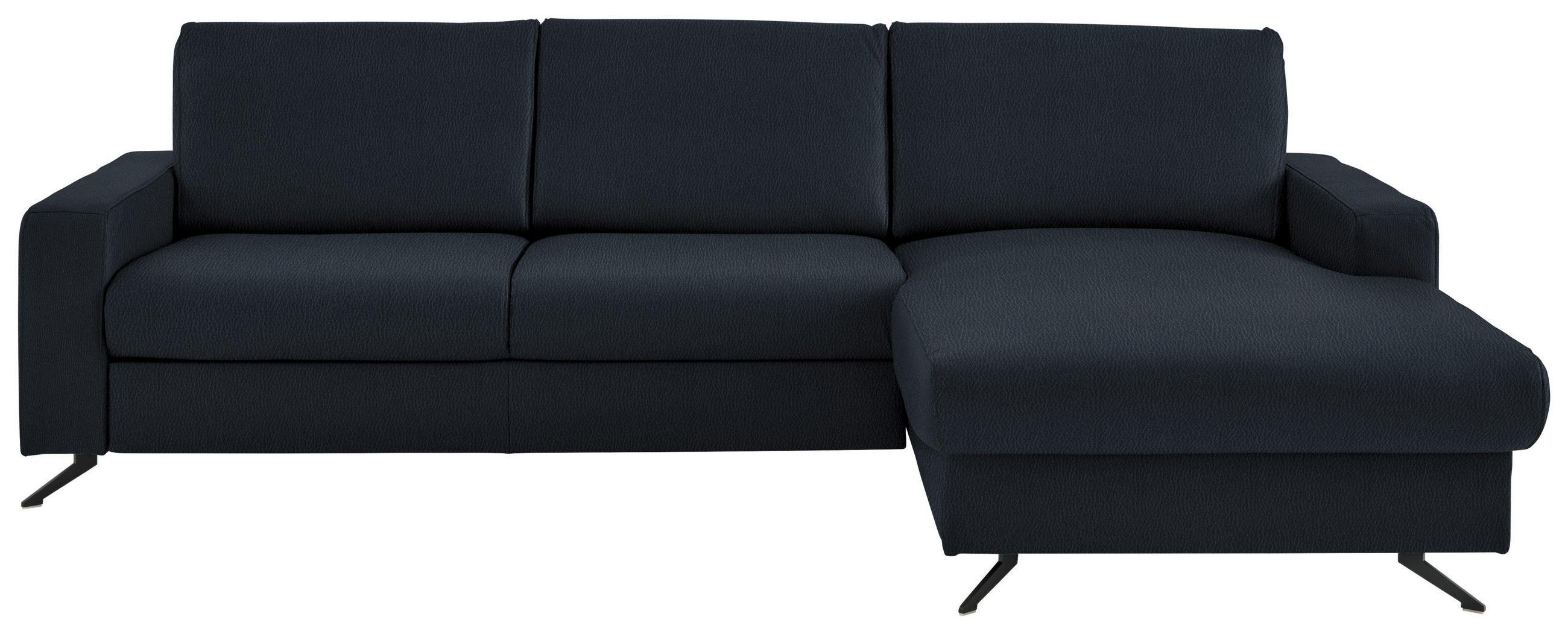 ECKSOFA in Echtleder Dunkelblau  - Schwarz/Dunkelblau, Design, Leder/Metall (267/165cm) - Beldomo Premium