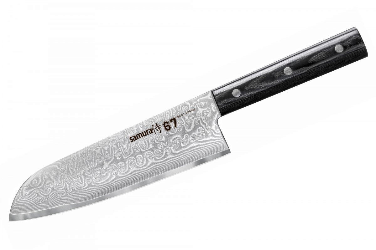 SANTOKU NOŽ DAMASCUS 67 30/5,3/2,1 cm oplemenjeni čelik - srebrne boje/crna, Basics, drvni materijal/metal (30/5,3/2,1cm) - Samura